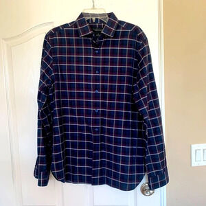 Mens Bloomingdales Mens Store button front casual size M blue and purple plaid